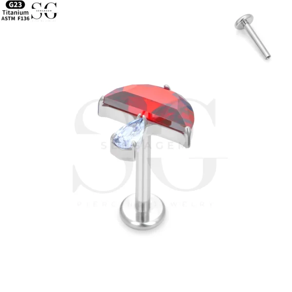 SG4095 F136 Titanium Threaded Labrets with Zircon Mushroom Design – Best Piercing Jewelry - Image 4