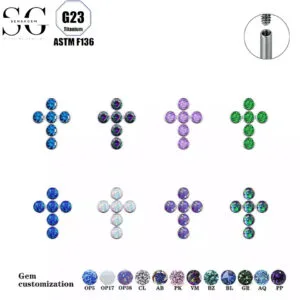 SG4099 F136 Labrets Titanium με πέτρες 4AAA Zircon - Κοσμήματα σώματος και διάτρηση1
