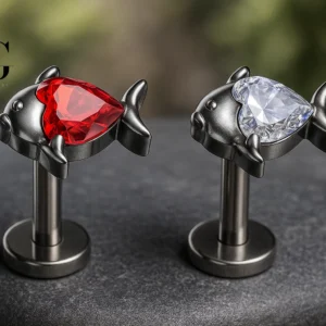SG4105 F136 Labrets Titanium με ζιρκόνια σχήματος ψαριών-Custom Piercing κοσμήματα