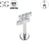 SG4118 F136 Titanium Threaded Labrets with Lightning Design – Lip Piercing Jewelry with Diamond Zircon2