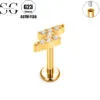 SG4118 F136 Titanium Threaded Labrets with Lightning Design – Lip Piercing Jewelry with Diamond Zircon3