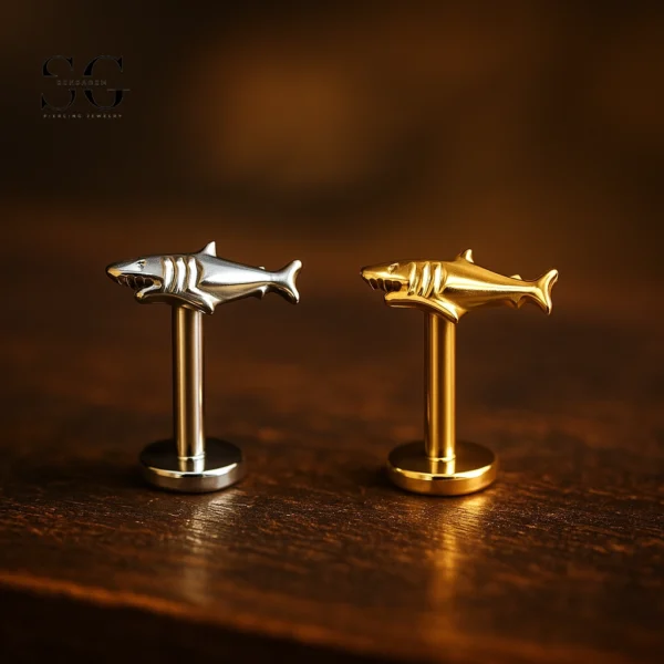 SG4140 - Titanium Shark Shape Labret for Cartilage