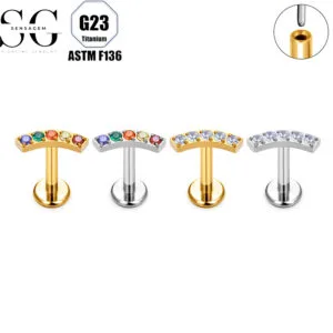 SG4145 G23 Titanium Threaded Labrets with Zircon – 2024 Trending High-End Earrings for Women1