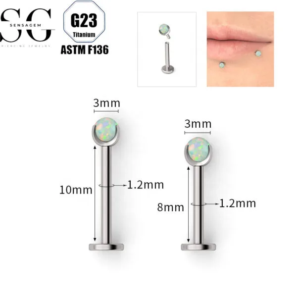 SG4149 Round Opal Threaded Labrets for Women – F136 Titanium Quality Body Piercing Jewelry2