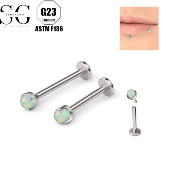 SG4149 Round Opal Threaded Labrets for Women – F136 Titanium Quality Body Piercing Jewelry3