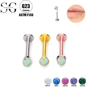 SG4149 Round Opal Threaded Labrets for Women – F136 Titanium Quality Body Piercing Jewelry4