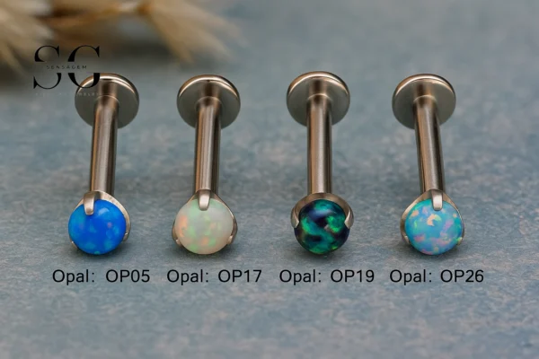 SG4149 Round Opal Threaded Labrets for Women – F136 Titanium Quality Body Piercing Jewelry