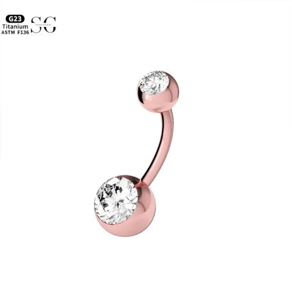 SG6008 G23 Titanium Belly Button Ring with Zircon Gems – Unisex Belly Button Piercing Jewelry3