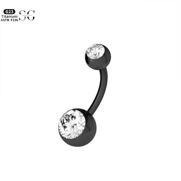 SG6008 G23 Titanium Belly Button Ring with Zircon Gems – Unisex Belly Button Piercing Jewelry4