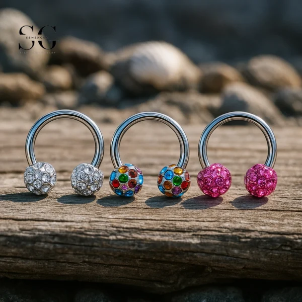 SG7024 Titanium Ferido CZ Circular Barbell Jewelry