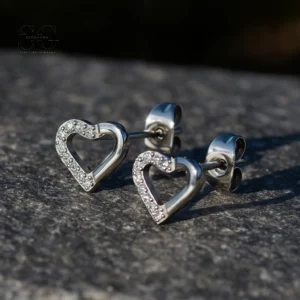 SG9013 F136 Titanium Heart Zircon Stud