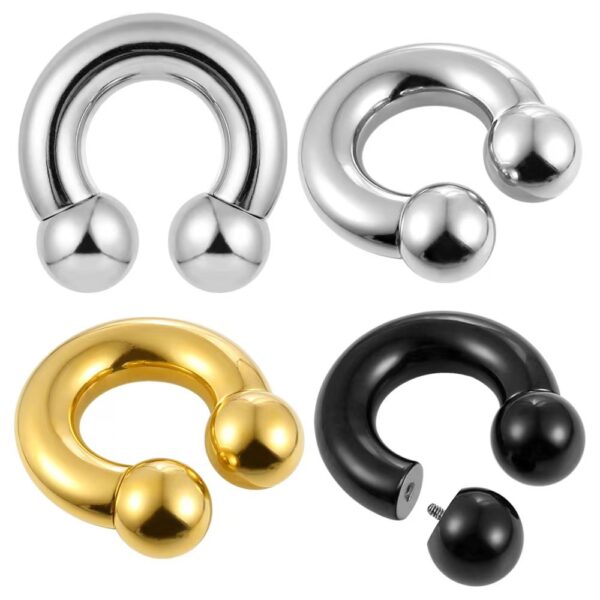 SGH1001 Large-Size Horseshoe Septum Ring – Internal Threaded CBB in Stainless Steel and F136 Titanium