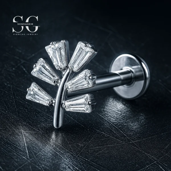 SGYS1073 Five Gem Internal Thread Labret – F136 Titanium