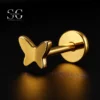 SGYS1075 - Quality Body Piercing Jewelry: Butterfly-Shaped Internal Thread Labret - Image 2