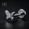 SGYS1075 - Quality Body Piercing Jewelry: Butterfly-Shaped Internal Thread Labret