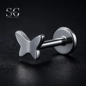 SGYS1075 - Quality Body Piercing Jewelry: Butterfly-Shaped Internal Thread Labret