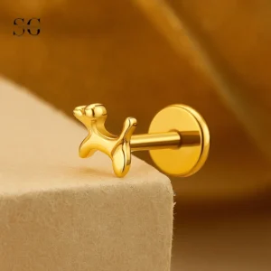 SGYS1140 Titanium Dog-Shaped CZ Labret for Piercing Wholesale