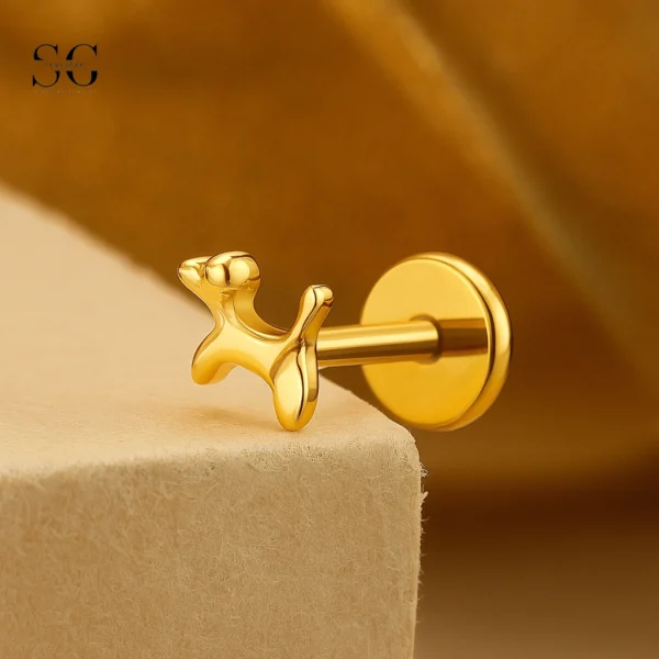 SGYS1140 Titanium Dog-Shaped CZ Labret for Piercing Wholesale