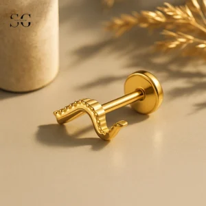 SGYS1141 Minimalist Curved Titanium CZ Labret for Body Piercing