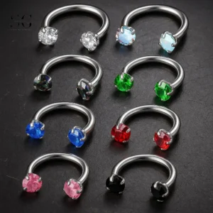 SGYS1148 316L Surgical Steel Nose Ring with CZ Gemstone