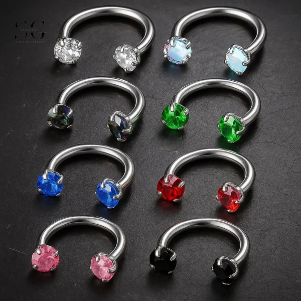 SGYS1148 316L Surgical Steel Nose Ring with CZ Gemstone