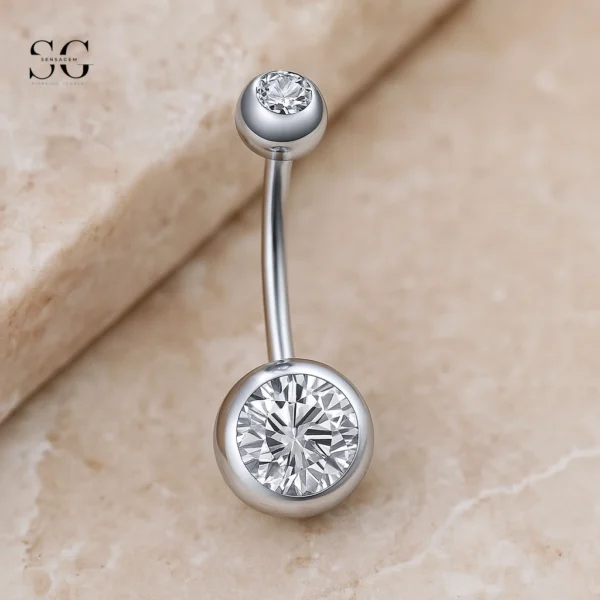 SGYS5001 - External Belly Ring with Gemstone Accent