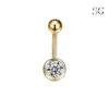 SGYS5002 - Classic Dual Ball Belly Ring with Large Gemstone Accent - Image 3