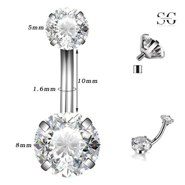 SGYS5003 - Double Gemstone Belly Ring - Image 4