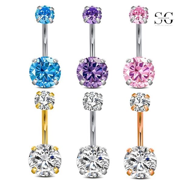 SGYS5003 - Double Gemstone Belly Ring