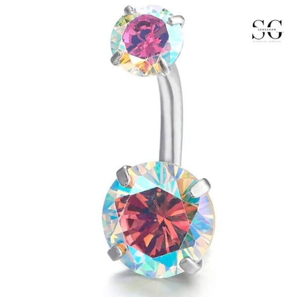 SGYS5003 - Double Gemstone Belly Ring - Image 2