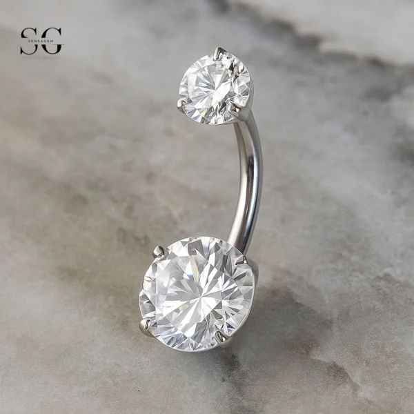 SGYS5003 - Double Gemstone Belly Ring - Image 2