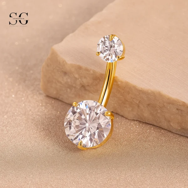 SGYS5003 - Double Gemstone Belly Ring