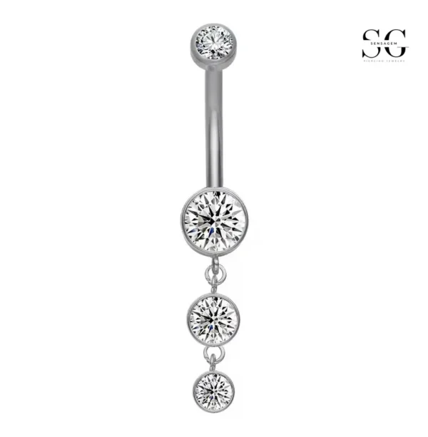 SGYS5004 - Four Zircon Pendant Belly Ring