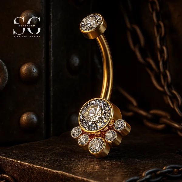 SGYS5007 Gold Belly Button Jewelry - Stainless Steel & Titanium Alloy Navel Ring