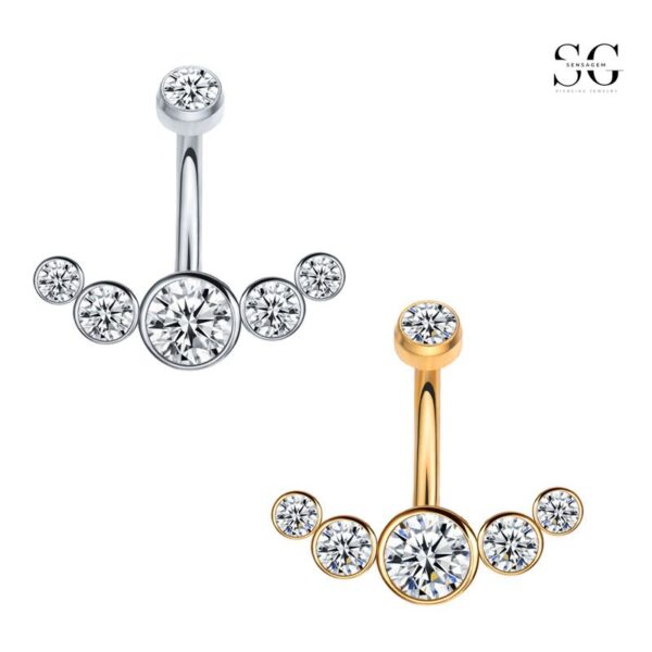 SGYS5013 Belly Button Jewelry - 316L Stainless Steel Internally Threaded Navel Ring with Creative Zircon Design