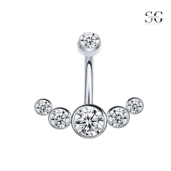 SGYS5013 Belly Button Jewelry - 316L Stainless Steel Internally Threaded Navel Ring with Creative Zircon Design - Image 3