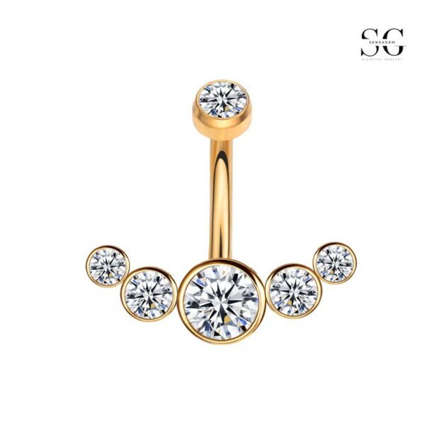 SGYS5013 Belly Button Jewelry - 316L Stainless Steel Internally Threaded Navel Ring with Creative Zircon Design - Image 4