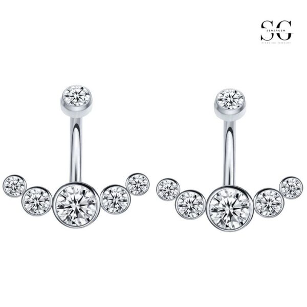 SGYS5013 Belly Button Jewelry - 316L Stainless Steel Internally Threaded Navel Ring with Creative Zircon Design - Image 5