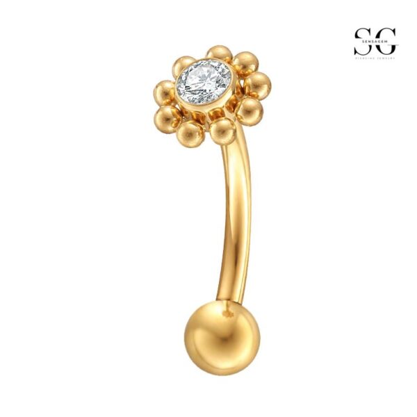 SGYS5014 Belly Button Piercing Jewelry - G23 Titanium ASTM-F136 Flower Zircon Navel Ring - Image 2