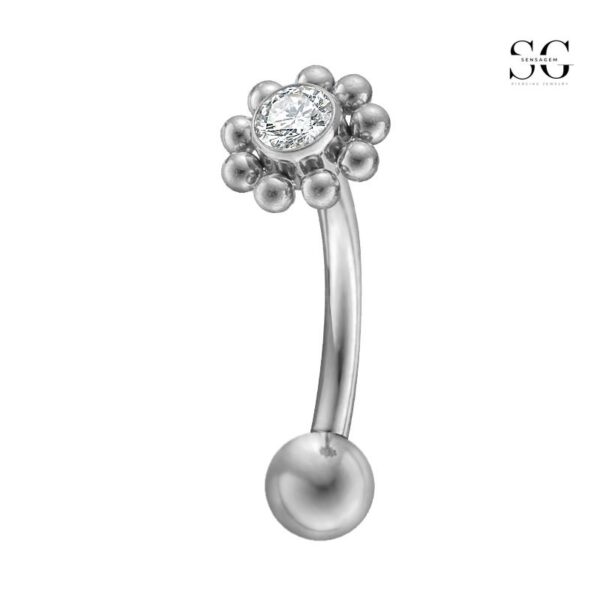 SGYS5014 Belly Button Piercing Jewelry - G23 Titanium ASTM-F136 Flower Zircon Navel Ring