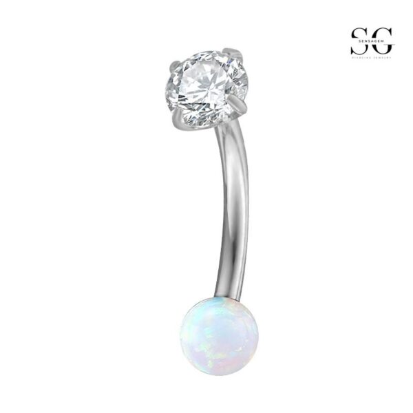 SGYS5015 Eyebrow Piercing - ASTM-F136 G23 Titanium Opal & Zircon Eyebrow Piercing