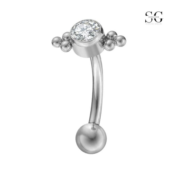 SGYS5016 Eyebrow Piercing - ASTM-F136 G23 Titanium Zircon External Thread Eyebrow Jewelry - Image 2