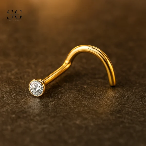 SGYS5017 Titanium Curved Barbell with Zircon Disk
