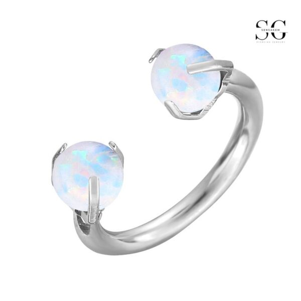 SGYS8012 Circular Barbell - G23 Titanium ASTM-F136 Double Opal Ball Horseshoe Nose Ring - Image 2