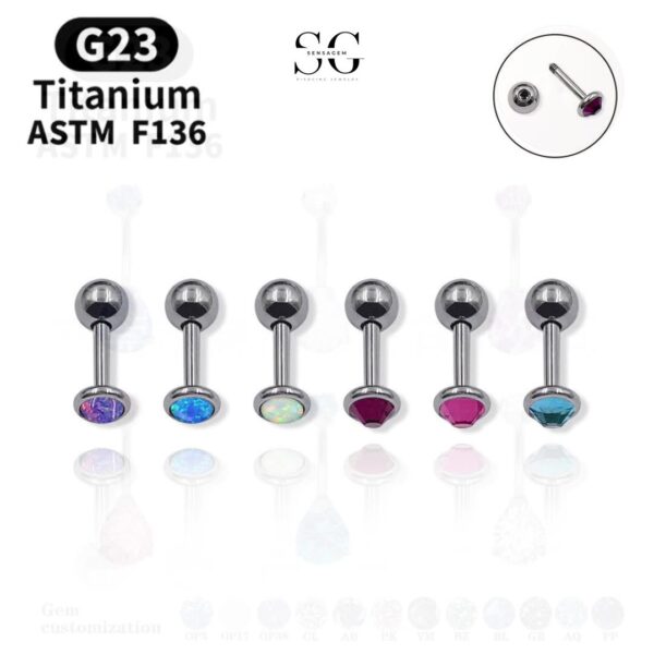 SG9003 G23 Titanium Zircon Earrings and Tongue Piercings – Stylish Hand-Polished F136 Jewelry