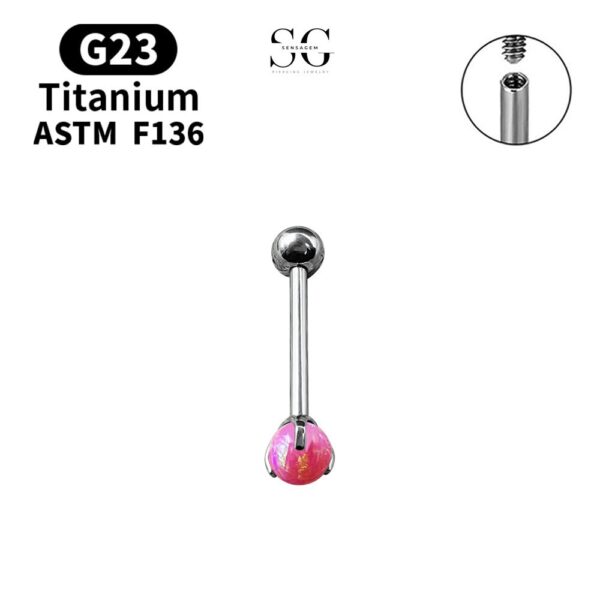 SG9001 Opal Tongue Barbell Jewelry – Cute Titanium and Stainless Steel Tongue Piercing Accessories - Image 2