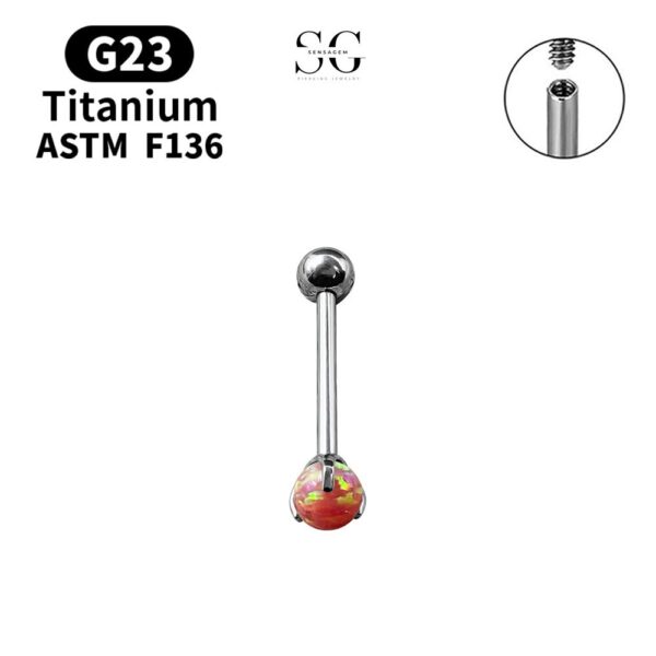 SG9001 Opal Tongue Barbell Jewelry – Cute Titanium and Stainless Steel Tongue Piercing Accessories - Image 3