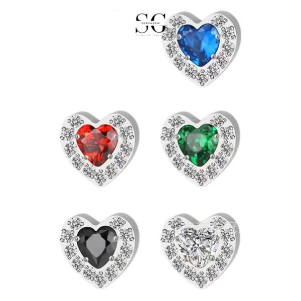 SG4003 F136 Titanium Labret Piercing Stud – Threaded Heart Design with Zirconia - Image 3