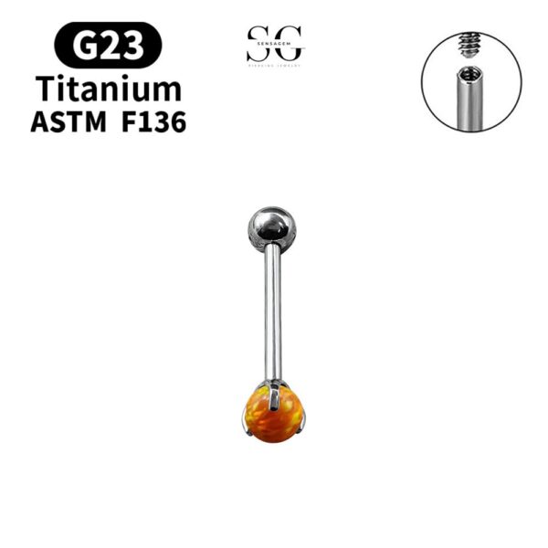 SG9001 Opal Tongue Barbell Jewelry – Cute Titanium and Stainless Steel Tongue Piercing Accessories - Image 4