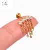 SG9002 G23 Titanium Dangle Chain Earrings with Zircon – Hypoallergenic Threaded Piercing Jewelry - Image 5